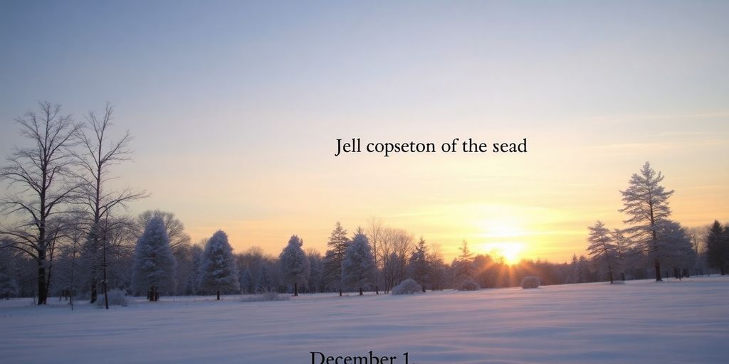 Winter landscape with silhouettes of trees and sunrise.