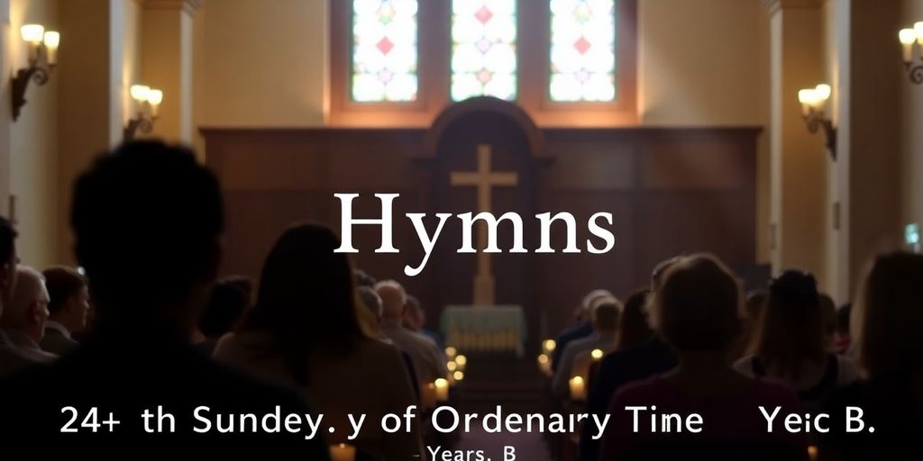 Silhouetted worshippers in a softly lit church interior.