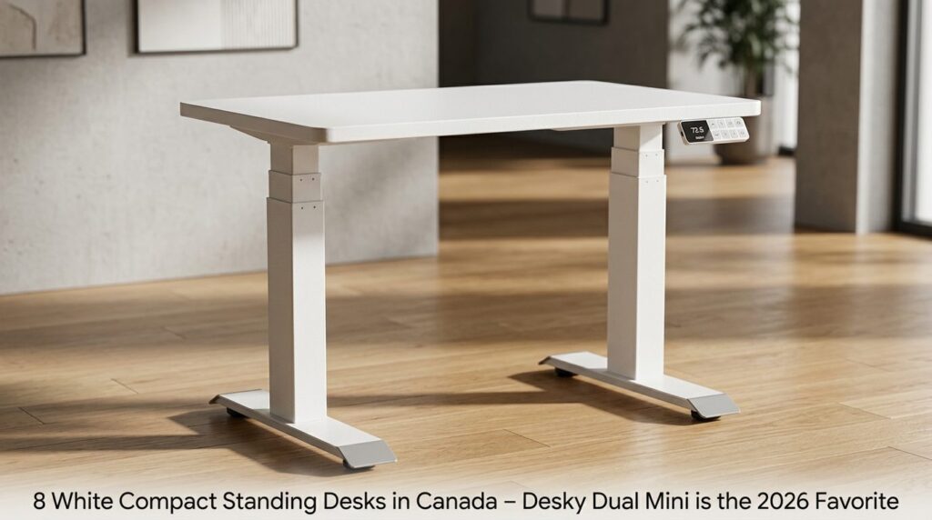 8 White Compact Standing Desks in Canada – Desky Dual Mini is the 2026 Favorite